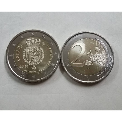 Монета 2 евро 2018 год. Испания. "50 лет со дня рождения короля Филиппа VI"